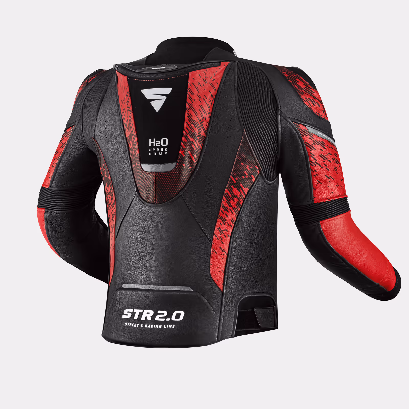 SHIMA_STR2_chaqueta_negra_roja_espalda_1600px_Motocicleta_traje